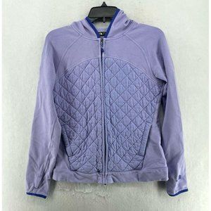 The North Face Jacket Women's Sz M Purple Quilted Hooded Full-Zip Fleece